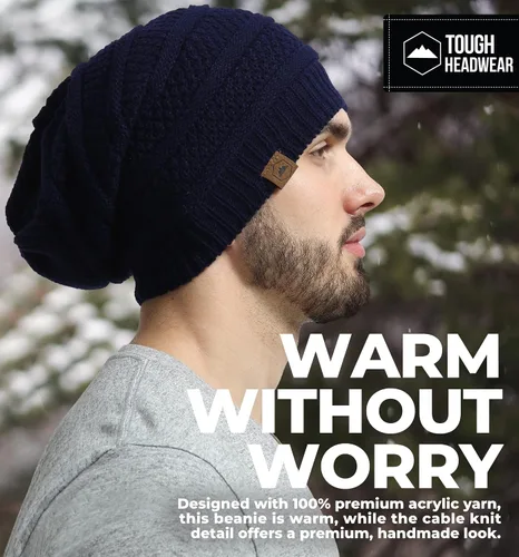 Miniatura 22 de Slouchy Cable tejido Gorro de lana por Tough Headwear – Gorro de lana de gran tamaño Sombreros Gorros Graves Sombreros Para Hombres y Mujeres