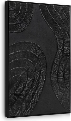Miniatura 20 de Zessonic - Arte de pared abstracto en negro y oro - Decoración 2 piezas 16 x 24 pulgadas, lienzo en blanco y negro con lámina dorada para sala