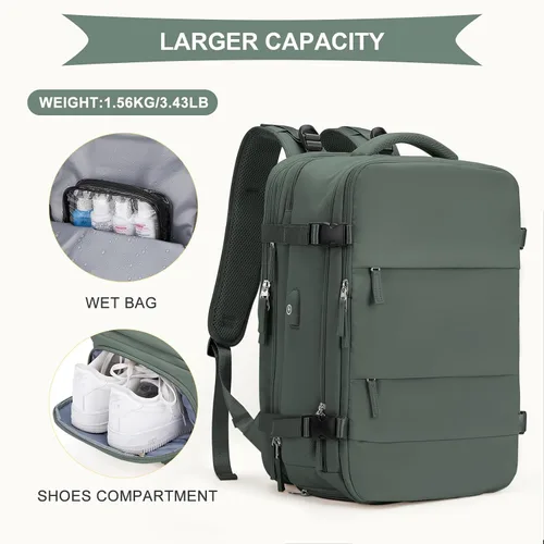 Miniatura 6 de coowoz Mochila de viaje grande para mujeres y hombres, mochila de mano, mochila de senderismo, impermeable, mochila deportiva al aire libre, mochila