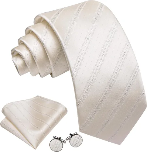Miniatura 382 de Barry.Wang Juego de corbatas para hombre, corbata de seda a rayas, tejido a cuadros, gemelos formales, negocios, boda