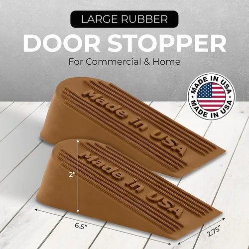 Miniatura 8 de Tope de puerta grande de goma fabricado en Estados Unidos – Cuña de tope de puerta para alfombras, baldosas o suelos de concreto, topes de puerta