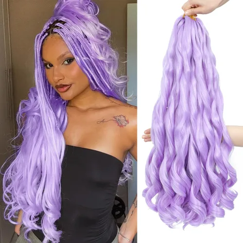 Miniatura 47 de WIPPORYA Cabello Rizado Francés para Trenzar de 24 Pulgadas, 6 Paquetes de Cabello Ondulado Suelto Elástico para Crochet Pre-Estirado 3.53