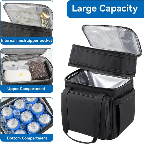 Miniatura 2 de Lonchera para hombres y mujeres, bolsa grande con aislamiento expandible, bolsa enfriadora de doble cubierta a prueba de fugas para adultos