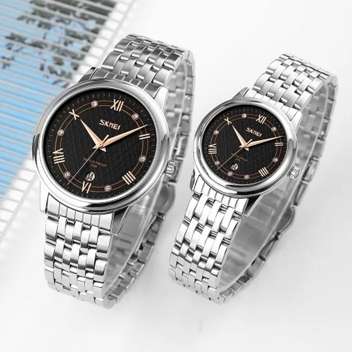 Miniatura 3 de SKMEI Watches for Couples Men and Women His and Hers Pair Watch Set Husband Wife Valentines Matching Wedding Gifts Classic Stainless Luxry Business