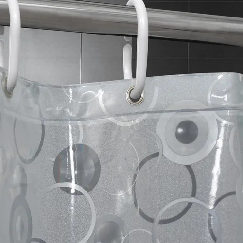 Miniatura 6 de AooHome - Cortina de ducha pequeña de plástico - Cortina de baño de etilvinilacetato con diseño de patrón circular 3D, con ganchos, imanes