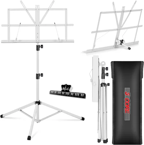 Miniatura 10 de 5 CORE Soporte de partituras portátil de doble uso para libros de escritorio, trípode ligero plegable ajustable de 52 pulgadas con bolsa de Negro