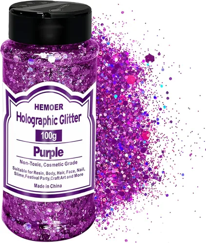 Miniatura 22 de HEMOER Purpurina Gruesa Holográfica, 12 Colores de Lentejuelas Brillantes, Conjunto de Purpurina de Poliéster Exclusivo Mixto para Resina Epoxi