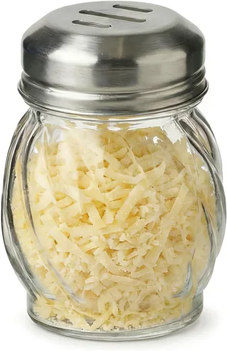 TOPKITCHEN - Coctelera de queso con remolino de vidrio de 6 onzas, pimentero rojo triturado con tapa ranurada de acero inoxidable