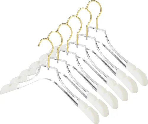 Besser - Perchas acrílicas de lujo de 15 pulgadas, paquete de 6 perchas acrílicas doradas con hombros anchos para abrigo, perchas antideslizantes de