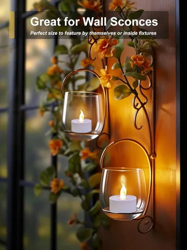 Miniatura 2 de Velas de luz LED a pilas, juego de 24, realistas y brillantes titilantes, duraderas 200 horas, operadas con pilas, sin llama, velas de luz LED