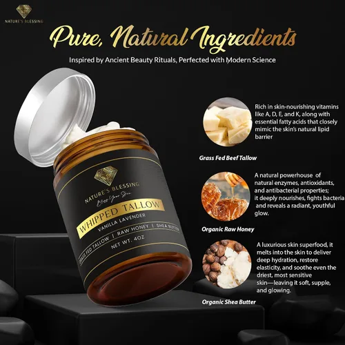 Miniatura 9 de Nature's Blessing Crema Anti-Envejecimiento de Sebo de Res para Líneas Finas y Arrugas Potenciador de Colágeno Infundido con Miel Orgánica