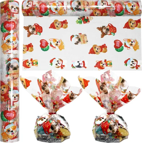 Miniatura 7 de Rollo de envoltura de celofán navideño AnapoliZ 100' pies de largo X 16" pulgadas de ancho 2.3 milímetros de celofán transparente muy claro