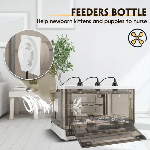Miniatura 3 de Incubadora para cachorros con calefacción, incubadoras para cachorros, control de temperatura y ventilación silenciosa, incubadoras para gatitos