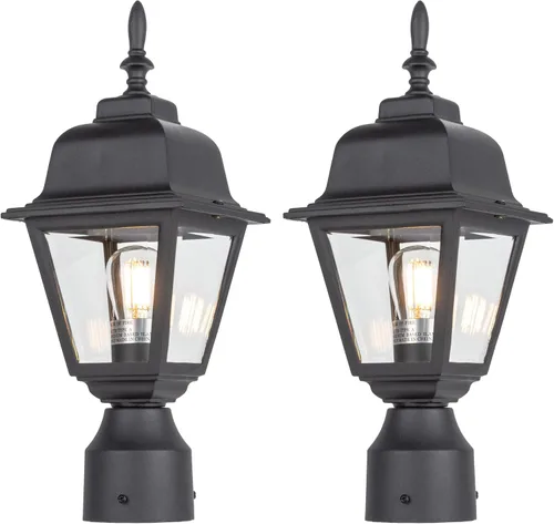 Miniatura 8 de LIT-PaTH Farol de poste de iluminación al aire libre, base mediana E26 máximo de 60 W, carcasa de aluminio más vidrio transparente, bombilla