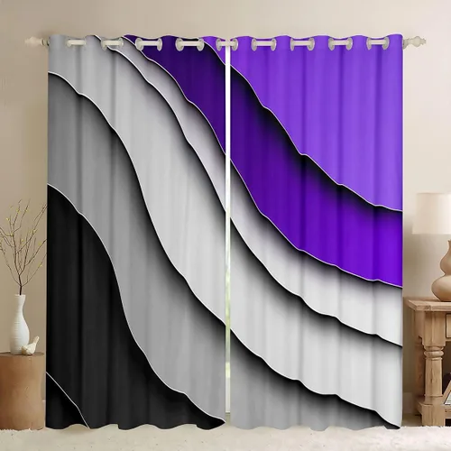 Miniatura 9 de Feelyou Cortinas abstractas degradadas para niños, adolescentes, azul, rojo y negro, cortinas de ventana para dormitorio, sala de estar, decoración