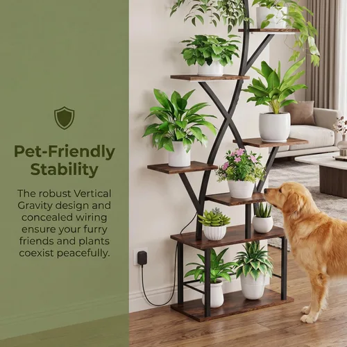 Miniatura 5 de Quikraen Soporte para plantas de interior con luces de cultivo de 64 pulgadas de alto, estante de plantas iluminado en esquina para cultivo