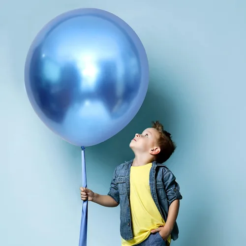 Miniatura 4 de Skylety Paquete de 10 globos metálicos azules de 18 pulgadas, globos de helio de látex grandes cromados brillantes y gruesos para guirnalda
