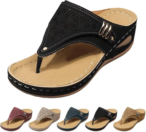 Miniatura 14 de Generic Sandalias ortopédicas de cuña con soporte de arco para mujer, sandalias informales de punta abierta, unisex para adultos