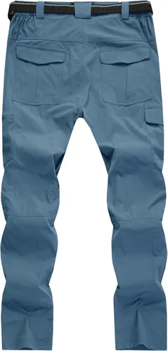 Miniatura 7 de WENRONSTA Pantalones cargo de senderismo para hombre, secado rápido, ligeros, impermeables, 6 bolsillos, para exteriores, pesca, montaña