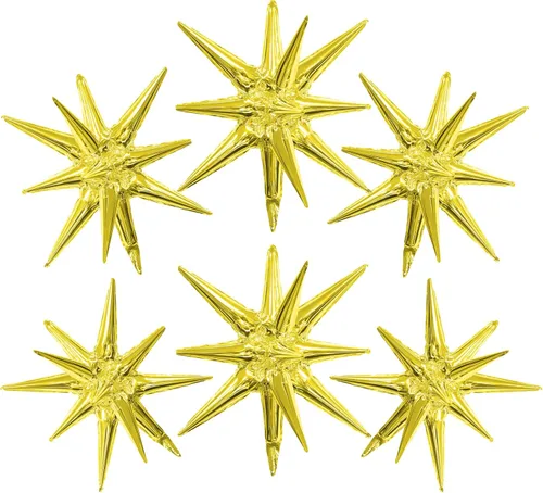 Miniatura 22 de Globos de aluminio con forma de estrella negra, 6 unidades, globo de explosión de estrella, globo de 22 pulgadas, globos grandes de Mylar