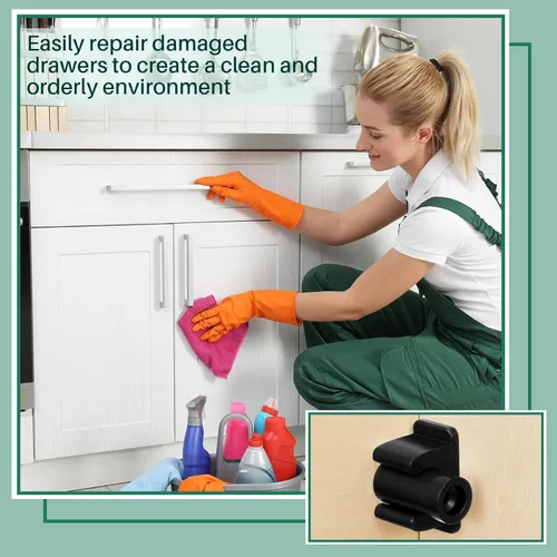 Miniatura 4 de Juexica Clip de Frente Falso de Gabinete Clips de Frente de Cajón Falso Mecanismo Basculante de Fregadero con Tornillos Destornilladores