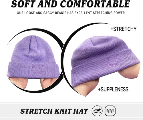 Miniatura 7 de Croogo Gorros de invierno para mujer, elásticos, cálidos, con diseño de calavera, gorro de cable con puños, gorras de esquí de acrílico