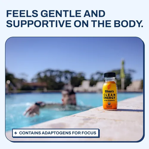 Miniatura 6 de Ethan's Organic Clean Energy Shots Orange Mango, sin azúcar, natural preentrenamiento, refuerzo de concentración sin gluten, vegano, vitamina C B6