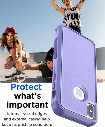 Miniatura 3 de AICase Funda resistente para iPhone X/XS, resistente de 3 capas de protección de grado militar, a prueba de golpes y caídas, para iPhone X/XS de 5.8