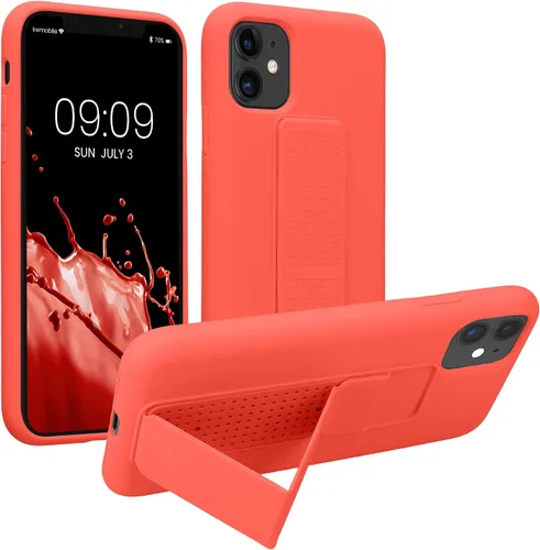 Miniatura 16 de kwmobile Funda compatible con Apple iPhone 11 - Funda con correa de mano y revestimiento de silicona TPU suave - Arándano Azul (Arándano)