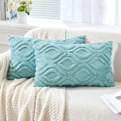 Miniatura 46 de MIULEE - Juego de 2 fundas de almohada de lana sintética suave y afelpada, fundas decorativas de estilo bohemio para sofá, sala de estar, cama, 18 x