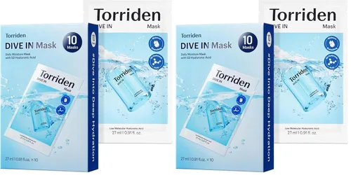 Miniatura 11 de Torriden Máscara facial de ácido hialurónico DIVE IN (10 hojas), mascarilla coreana de hidratación profunda, pantenol y alantoína, mascarilla