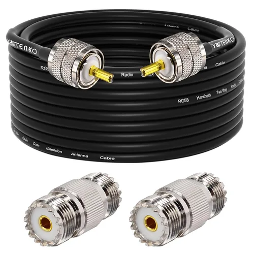 Miniatura 19 de Cable de puente PL259 de 1 pie - Cable coaxial RG58 de 15 pulgadas corto 50 ohmios coaxial para medidor SWR radio de radioaficionado radio CB