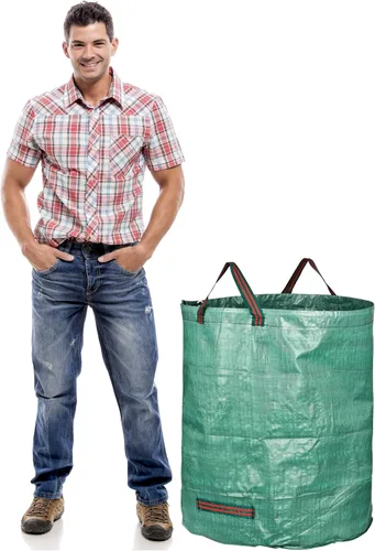 Miniatura 2 de GardenMate Paquete de 2 bolsas de residuos de jardín reutilizables de 132 galones (H34, D34 pulgadas) - Bolsas para residuos de patio