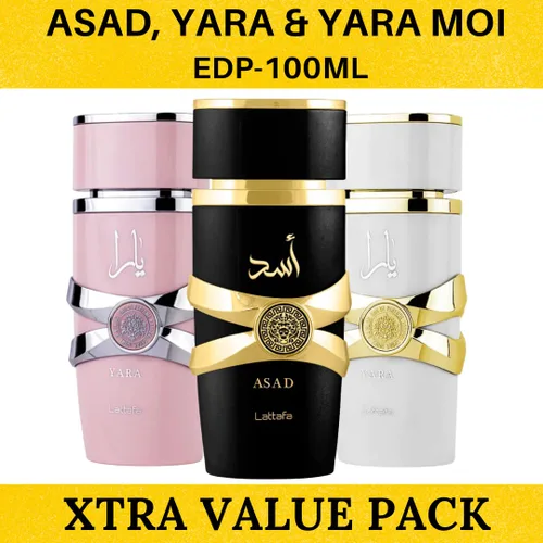 Miniatura 2 de Lattafa para mujeres Set de regalo de 3 piezas de Eau de Parfum (Yara + Yara Moi + Asad) 3.4 oz/100 ml cada uno