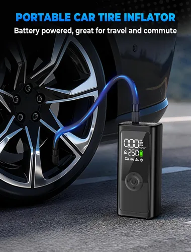 Miniatura 9 de Inflador de neumáticos, compresor de aire portátil, inflador de neumáticos inalámbrico de 150 PSI, apagado automático y luz LED, bomba de bicicleta