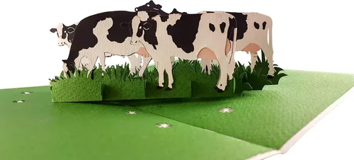 Miniatura 14 de iGifts And Cards Cow Barn 3D Pop Up Tarjeta de felicitación – Animales, molino de viento, granja, ganado, lácteos, sol, wow, diversión, mitad