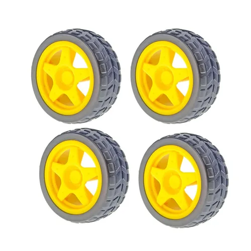 Miniatura 7 de 4PCS 2.559 in TT Motor Wheels Smart Car Chassis Robot Control remoto Ruedas de coche (negro)