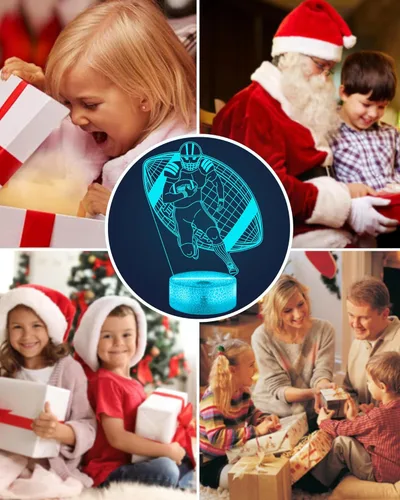 Miniatura 6 de Attivolife Luz nocturna de jugador de fútbol americano para niños, lámpara LED de ilusión de rugby 3D, 16 colores cambiantes con control remoto