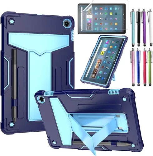 Miniatura 9 de Funda para Amazon Fire Max 11 (13ª generación, 2023) - Funda protectora híbrida resistente con función atril + 1 protector de pantalla y 1 lápiz