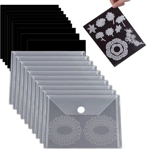 Miniatura 12 de Paquete de 10 bolsillos de almacenamiento de plástico transparente resistentes y 10 hojas magnéticas de goma suave para troqueles de corte, 20