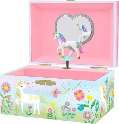 Miniatura 10 de Giggle & Honey Joyero musical de hadas para niñas, caja de música para niños con hada giratoria y espejo, regalos de cumpleaños de princesa