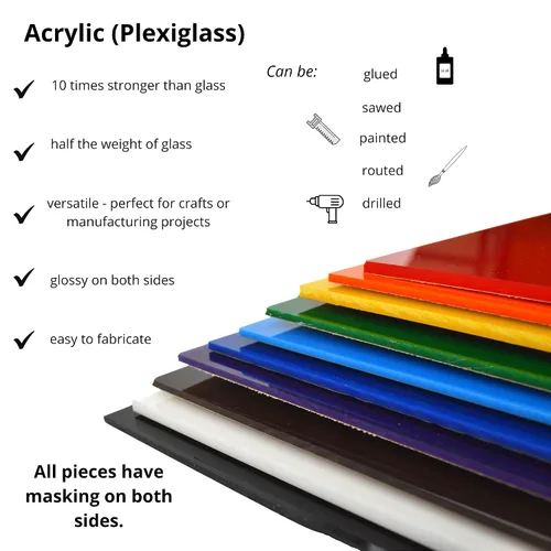 Miniatura 4 de BuyPlastic 7508 Hoja de plexiglás acrílico de color blanco sólido, elige tamaño y grosor, 1/4 x 24 x 24 pulgadas, vidrio de plexiglás de plástico