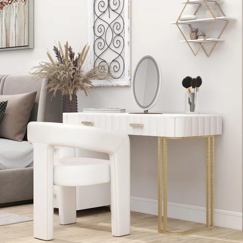 HNY Silla moderna de cocina y comedor de estilo barril, silla de acento tapizada en cuero sintético PU con brazo, silla de lado de 47 cm de ancho,