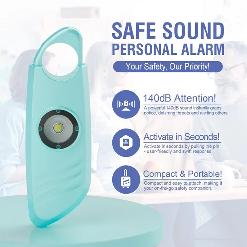 Miniatura 2 de Safe Sound - Alarma personal de 2 unidades de sirena de 140 db, llavero de luz estroboscópica, dispositivos de seguridad para mujeres, hombres