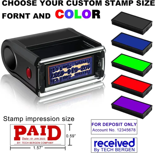 Miniatura 2 de Sello de pago autoentintado personalizado para suministros de negocios, sello autoentintado personalizado, pagado en sellos completos con fecha
