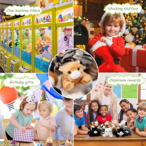 Miniatura 6 de Lenwen 10 piezas de animales de peluche de gato a granel, suaves y tiernos, gatitos surtidos para niños, regalo de cumpleaños, regalos de fiesta
