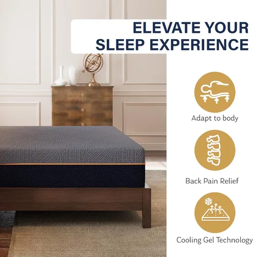 Miniatura 5 de MLILY EGOHOME - Colchón tamaño King de 12 pulgadas, espuma viscoelástica refrescante de gel de cobre para aliviar el dolor de espalda, cama