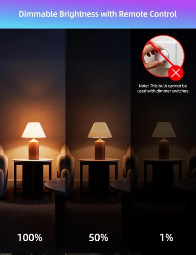 Miniatura 6 de ILC Bombilla LED equivalente a 85 W, bombillas que cambian de color, 2700 K, blanco cálido, control remoto RGB 6 modos, temporizador, 2