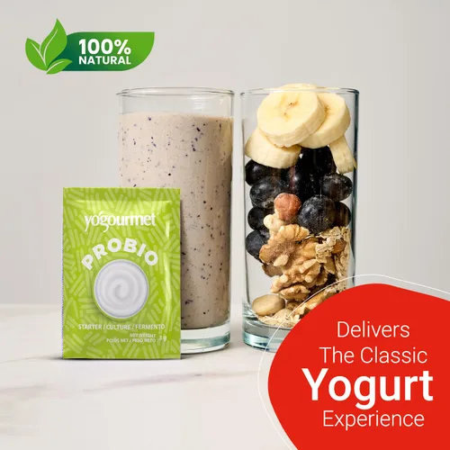Miniatura 7 de Yogourmet Iniciador de yogur con probióticos (6 sobres = 6 cuartos de galón de yogur) - Haz yogur en casa - Cultivo básico - Todo natural, sin