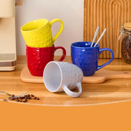 Miniatura 3 de Juego de 4 tazas de café de cerámica grandes de 14 onzas con asas, café, ensalada, fideos, etc. tazas para café con leche de cereales